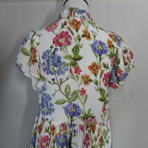 Yumi Kim Floral Hopefield Ivory Peyton Mini Dress Popover Ruffle Sleeves X-Small - Picture 4 of 7